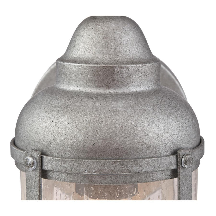 Westinghouse Rezner 12.75in 1-Light Outdoor Wall Sconce | Vintage Galvanized Steel and Clear Seeded Glass | Entryway & Porch | Model 6357700