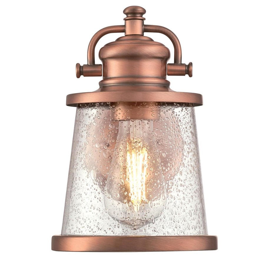 Westinghouse Emma Jane 10in 1-Light Outdoor Sconce | Coastal Washed Copper and Clear Seeded Glass | Entryway & Porch | 10 x 8 x 6 in | Model 6361000