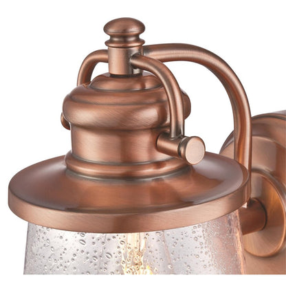 Westinghouse Emma Jane 10in 1-Light Outdoor Sconce | Coastal Washed Copper and Clear Seeded Glass | Entryway & Porch | 10 x 8 x 6 in | Model 6361000