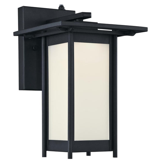 Westinghouse Clarissa LED 11in 1-Light LED Outdoor Sconce | Arts & Crafts Textured Black and Frosted Glass | Entryway & Porch | Model 6361100