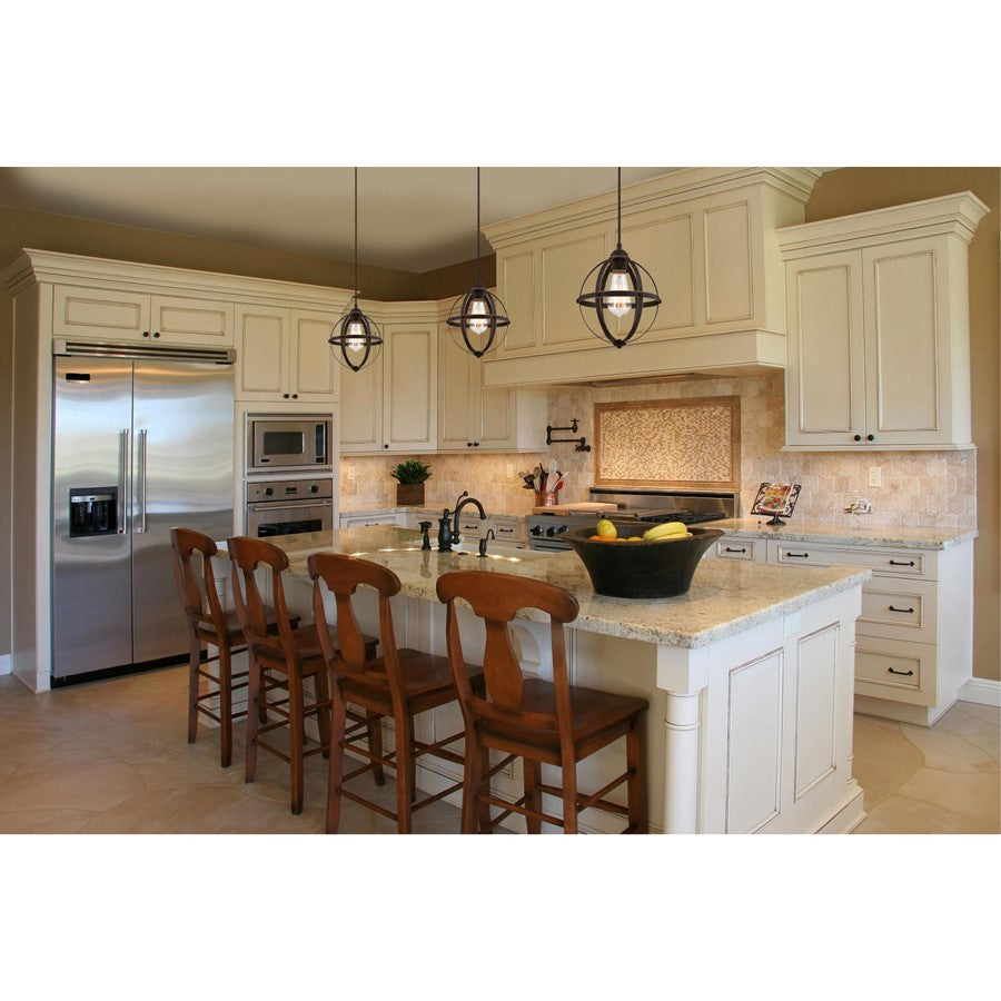 Westinghouse Stella Mira 10in 1-Light Mini Pendant | Vintage Oil Rubbed Bronze and Cage Shade | Kitchen Island & Entryway | Model 6361900