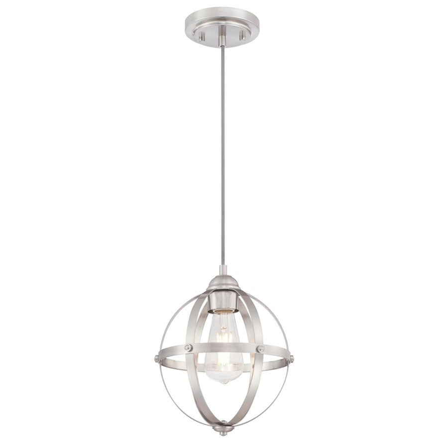 Westinghouse Stella Mira 9in 1-Light Pendant | Vintage Brushed Nickel and Cage Shade | Kitchen Island & Dining Room | 9 x 9 x 10.75 in | Model 6362000
