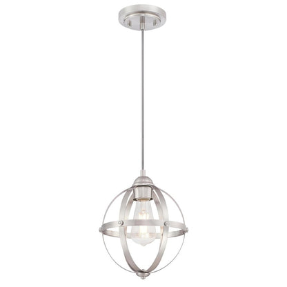 Westinghouse Stella Mira 9in 1-Light Pendant | Vintage Brushed Nickel and Cage Shade | Kitchen Island & Dining Room | 9 x 9 x 10.75 in | Model 6362000