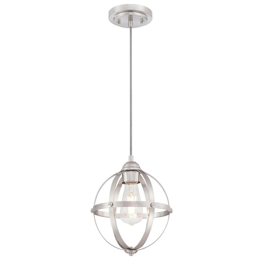 Westinghouse Stella Mira 9in 1-Light Pendant | Vintage Brushed Nickel and Cage Shade | Kitchen Island & Dining Room | 9 x 9 x 10.75 in | Model 6362000