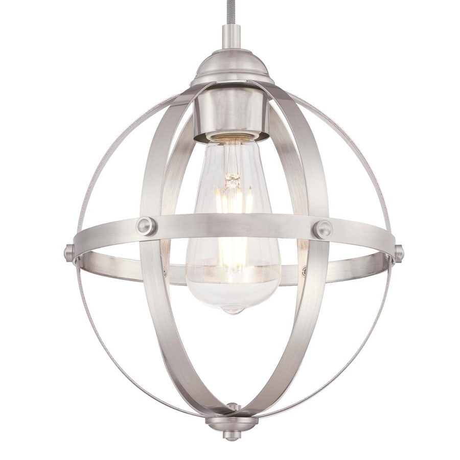 Westinghouse Stella Mira 9in 1-Light Pendant | Vintage Brushed Nickel and Cage Shade | Kitchen Island & Dining Room | 9 x 9 x 10.75 in | Model 6362000
