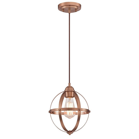 Westinghouse Stella Mira 9in 1-Light Pendant | Vintage Washed Copper and Cage Shade | Kitchen Island & Dining Room | 9 x 9 x 10.75 in | Model 6362100