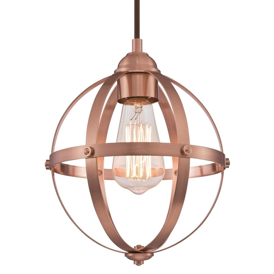 Westinghouse Stella Mira 9in 1-Light Pendant | Vintage Washed Copper and Cage Shade | Kitchen Island & Dining Room | 9 x 9 x 10.75 in | Model 6362100