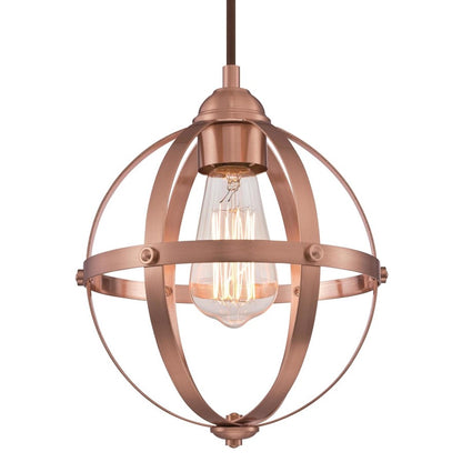 Westinghouse Stella Mira 9in 1-Light Pendant | Vintage Washed Copper and Cage Shade | Kitchen Island & Dining Room | 9 x 9 x 10.75 in | Model 6362100