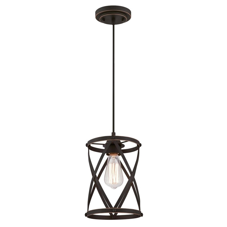 Westinghouse Isadora 7in 1-Light Pendant | Traditional Oil Rubbed Bronze and Cage Shade | Kitchen Island & Dining Room | Model 6362200
