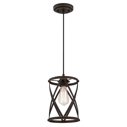 Westinghouse Isadora 7in 1-Light Pendant | Traditional Oil Rubbed Bronze and Cage Shade | Kitchen Island & Dining Room | Model 6362200