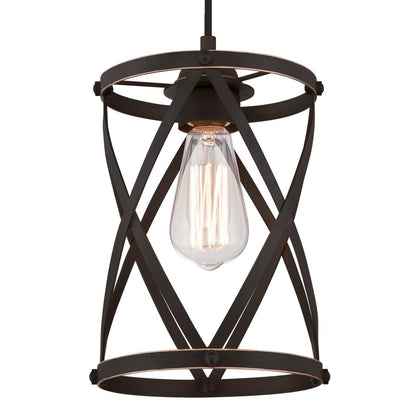 Westinghouse Isadora 7in 1-Light Pendant | Traditional Oil Rubbed Bronze and Cage Shade | Kitchen Island & Dining Room | Model 6362200