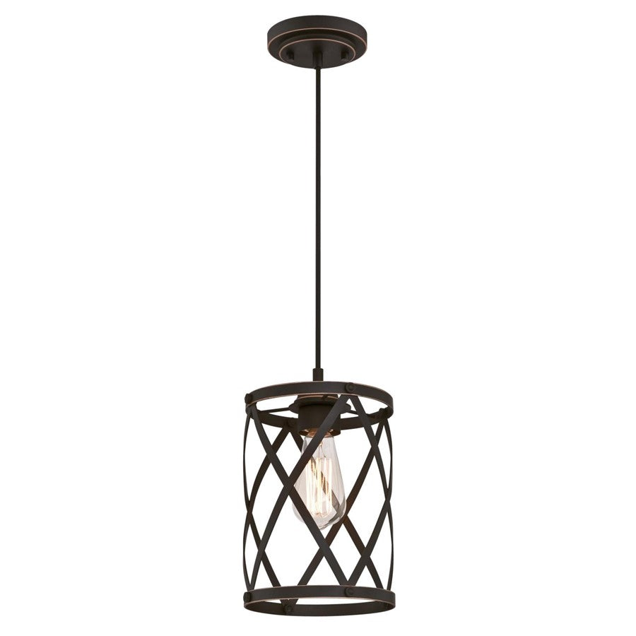 Westinghouse Isadora 7in 1-Light Pendant | Traditional Oil Rubbed Bronze and Cage Shade | Kitchen Island & Dining Room | Model 6362200