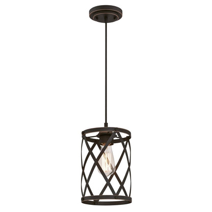 Westinghouse Isadora 7in 1-Light Pendant | Traditional Oil Rubbed Bronze and Cage Shade | Kitchen Island & Dining Room | Model 6362200