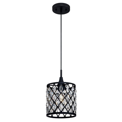 Westinghouse Waltz 7in 1-Light Pendant | Contemporary Matte Black and Crystal Jewel Shade | Kitchen Island & Dining Room | Model 6362700