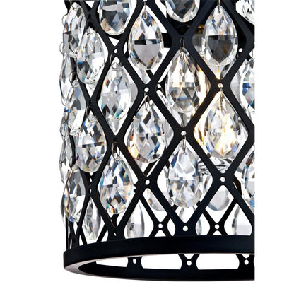 Westinghouse Waltz 7in 1-Light Pendant | Contemporary Matte Black and Crystal Jewel Shade | Kitchen Island & Dining Room | Model 6362700