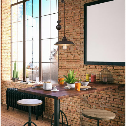 Westinghouse Iron Hill 12in 1-Light Pendant | Vintage Oil Rubbed Bronze and Metal Shade | Kitchen Island & Dining Room | Model 6363200