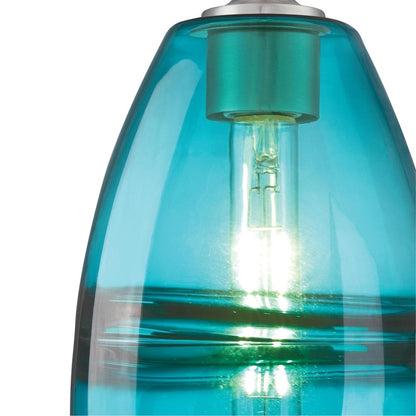 Westinghouse Soren 6in 1-Light Pendant | Contemporary Brushed Nickel and Turquoise Glass | Kitchen Island & Dining Room | Model 6366300