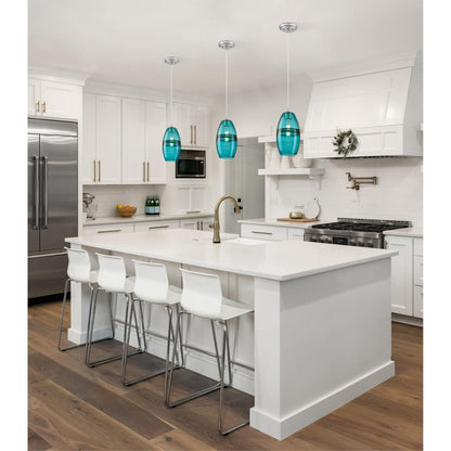 Westinghouse Soren 6in 1-Light Pendant | Contemporary Brushed Nickel and Turquoise Glass | Kitchen Island & Dining Room | Model 6366300