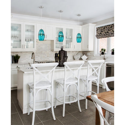 Westinghouse Soren 6in 1-Light Pendant | Contemporary Brushed Nickel and Turquoise Glass | Kitchen Island & Dining Room | Model 6366300