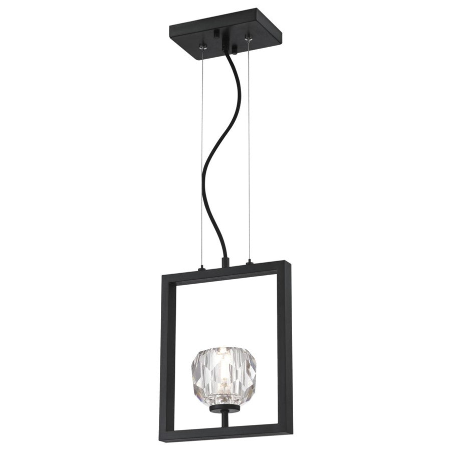 Westinghouse Zoa 9in 1-Light Pendant | Contemporary Matte Brushed Gun Metal and Crystal Glass | Kitchen Island & Dining Room | Model 6367400
