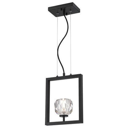 Westinghouse Zoa 9in 1-Light Pendant | Contemporary Matte Brushed Gun Metal and Crystal Glass | Kitchen Island & Dining Room | Model 6367400