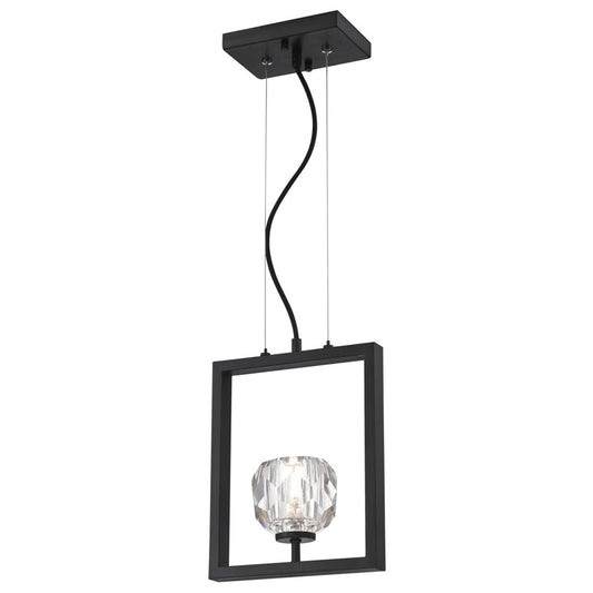 Westinghouse Zoa 9in 1-Light Pendant | Contemporary Matte Brushed Gun Metal and Crystal Glass | Kitchen Island & Dining Room | Model 6367400