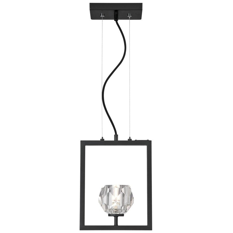Westinghouse Zoa 9in 1-Light Pendant | Contemporary Matte Brushed Gun Metal and Crystal Glass | Kitchen Island & Dining Room | Model 6367400