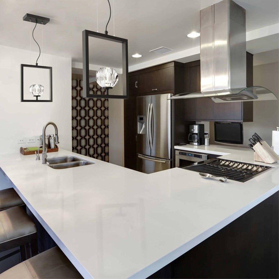 Westinghouse Zoa 9in 1-Light Pendant | Contemporary Matte Brushed Gun Metal and Crystal Glass | Kitchen Island & Dining Room | Model 6367400