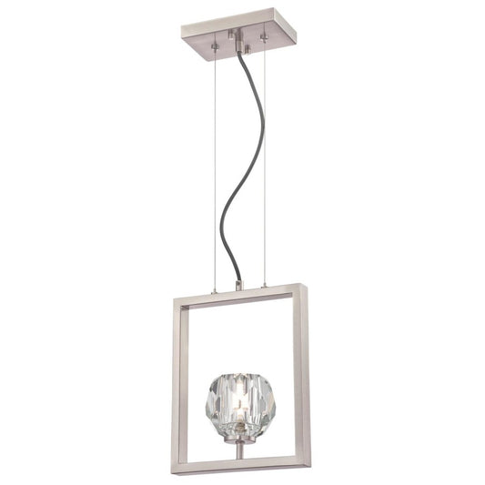 Westinghouse Zoa 9in 1-Light Pendant | Contemporary Brushed Nickel and Crystal Glass | Kitchen Island & Dining Room | Model 6367600