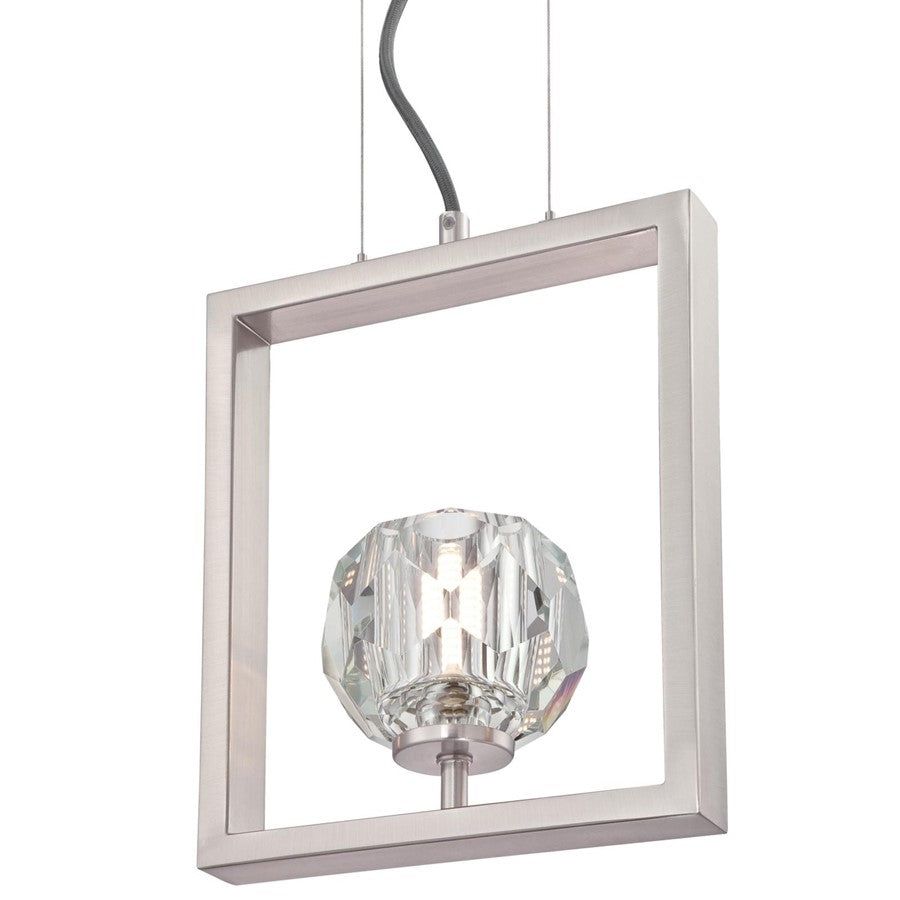 Westinghouse Zoa 9in 1-Light Pendant | Contemporary Brushed Nickel and Crystal Glass | Kitchen Island & Dining Room | Model 6367600