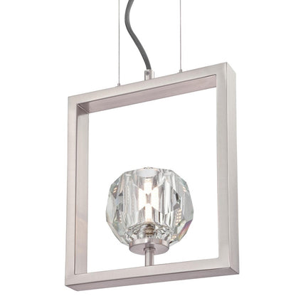 Westinghouse Zoa 9in 1-Light Pendant | Contemporary Brushed Nickel and Crystal Glass | Kitchen Island & Dining Room | Model 6367600