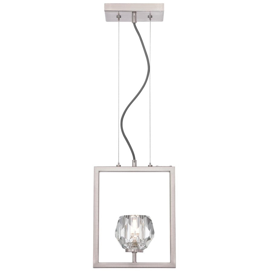 Westinghouse Zoa 9in 1-Light Pendant | Contemporary Brushed Nickel and Crystal Glass | Kitchen Island & Dining Room | Model 6367600