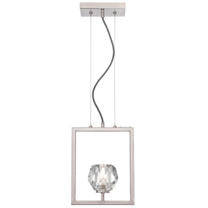 Westinghouse Zoa 9in 1-Light Pendant | Contemporary Brushed Nickel and Crystal Glass | Kitchen Island & Dining Room | Model 6367600