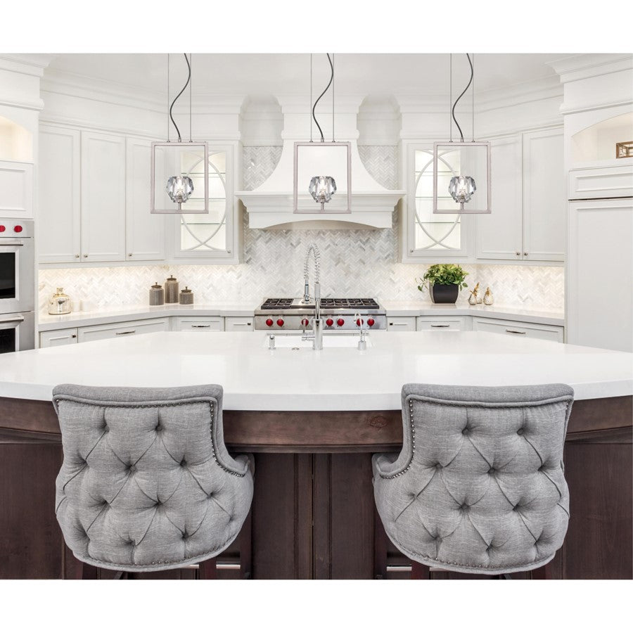 Westinghouse Zoa 9in 1-Light Pendant | Contemporary Brushed Nickel and Crystal Glass | Kitchen Island & Dining Room | Model 6367600