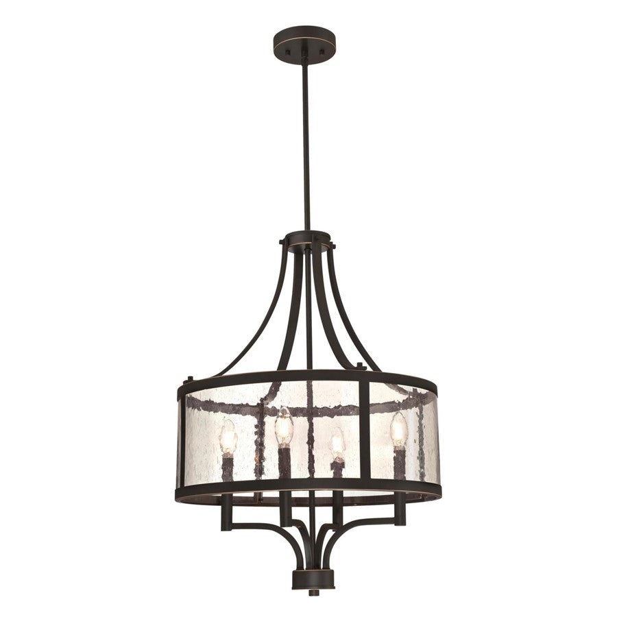 Westinghouse Belle View 20in 4-Light Chandelier | Oil Rubbed Bronze and Clear Seeded Glass | Dining Room & Entryway | 20 x 20 x 27 in | Model 6368400