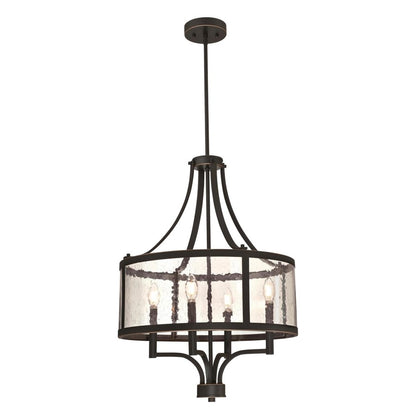 Westinghouse Belle View 20in 4-Light Chandelier | Oil Rubbed Bronze and Clear Seeded Glass | Dining Room & Entryway | 20 x 20 x 27 in | Model 6368400