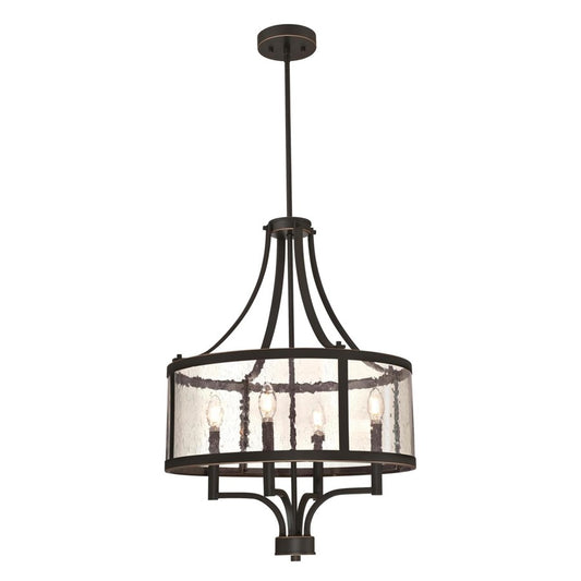 Westinghouse Belle View 20in 4-Light Chandelier | Oil Rubbed Bronze and Clear Seeded Glass | Dining Room & Entryway | 20 x 20 x 27 in | Model 6368400