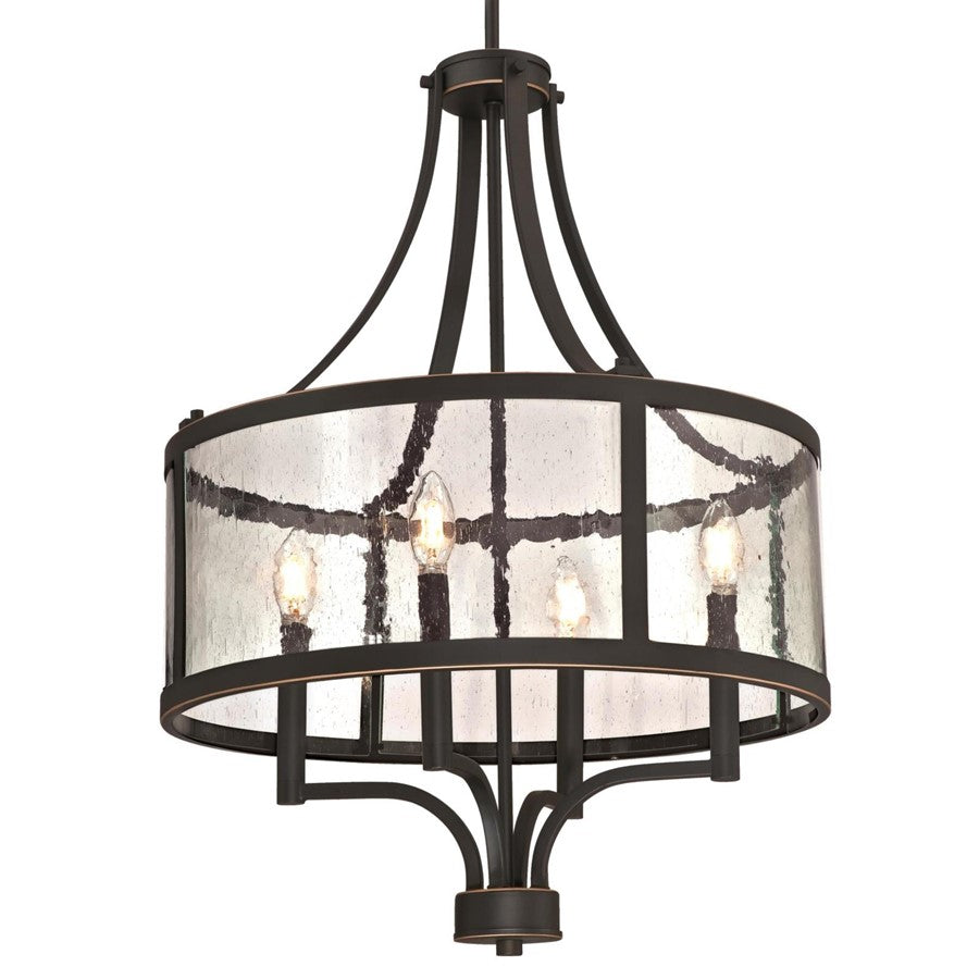 Westinghouse Belle View 20in 4-Light Chandelier | Oil Rubbed Bronze and Clear Seeded Glass | Dining Room & Entryway | 20 x 20 x 27 in | Model 6368400
