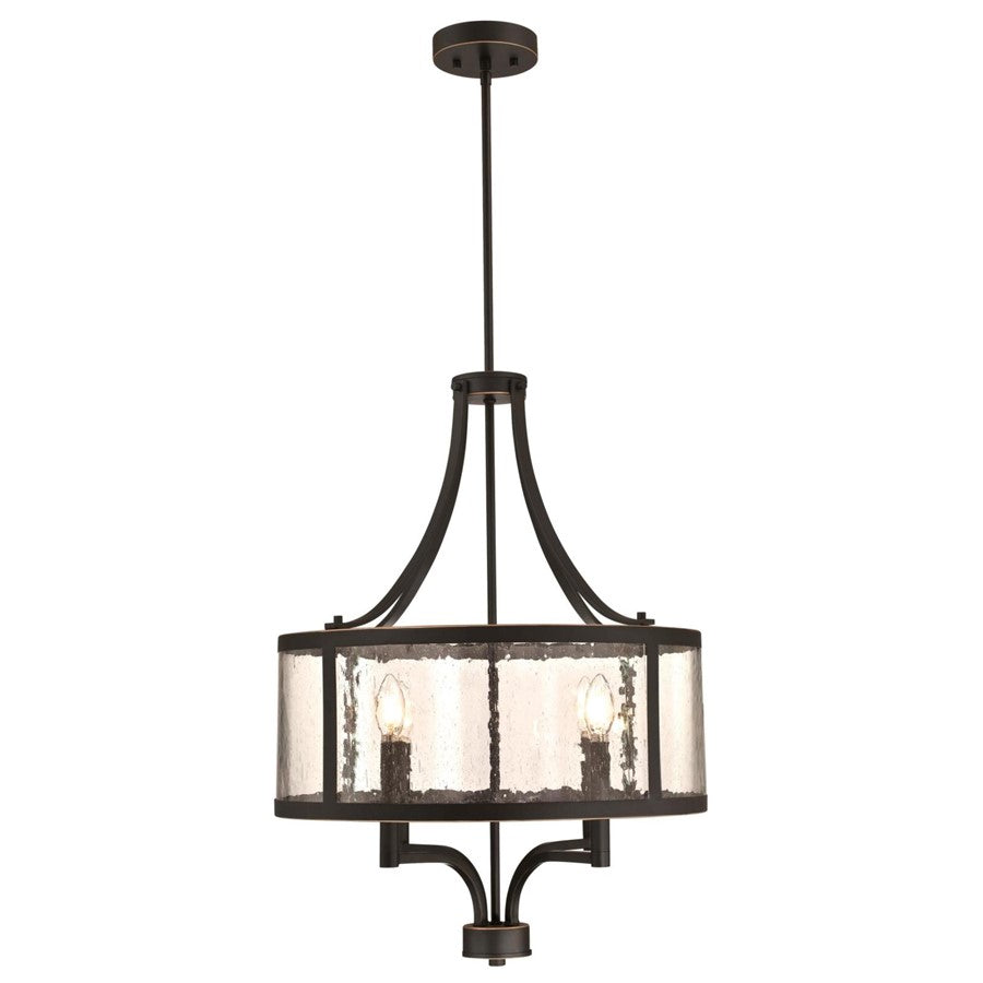 Westinghouse Belle View 20in 4-Light Chandelier | Oil Rubbed Bronze and Clear Seeded Glass | Dining Room & Entryway | 20 x 20 x 27 in | Model 6368400