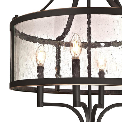 Westinghouse Belle View 20in 4-Light Chandelier | Oil Rubbed Bronze and Clear Seeded Glass | Dining Room & Entryway | 20 x 20 x 27 in | Model 6368400