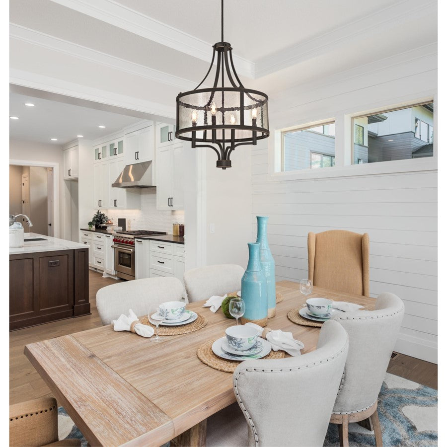 Westinghouse Belle View 20in 4-Light Chandelier | Oil Rubbed Bronze and Clear Seeded Glass | Dining Room & Entryway | 20 x 20 x 27 in | Model 6368400
