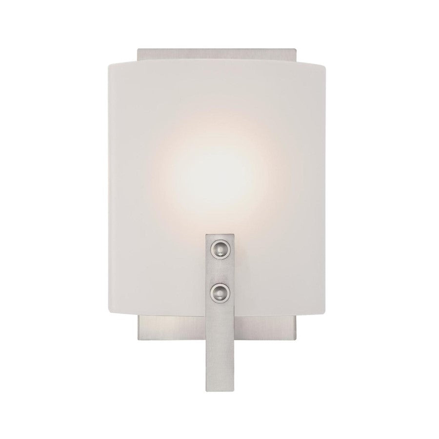 Westinghouse Enzo James 6in 1-Light Wall Sconce | Brushed Nickel and Frosted Glass | Bathroom & Bedroom | 6 x 5 x 10 in | Model 6369500