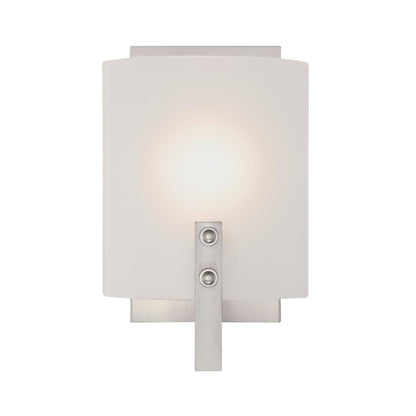 Westinghouse Enzo James 6in 1-Light Wall Sconce | Brushed Nickel and Frosted Glass | Bathroom & Bedroom | 6 x 5 x 10 in | Model 6369500