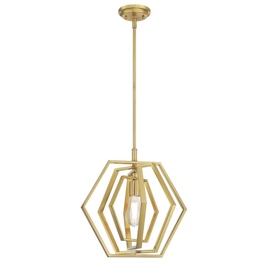 Westinghouse Holly 15in 1-Light Pendant | Champagne Brass Geometric | Kitchen Island & Dining Room | 15 x 15 x 15 in | Model 6369700