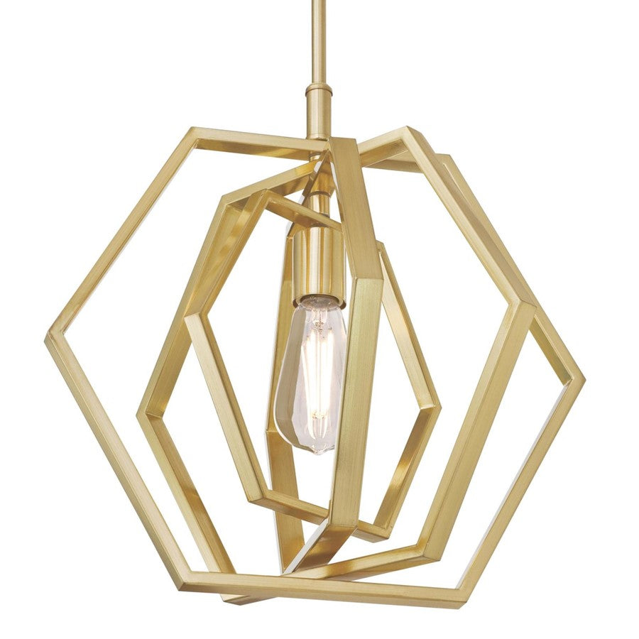 Westinghouse Holly 15in 1-Light Pendant | Champagne Brass Geometric | Kitchen Island & Dining Room | 15 x 15 x 15 in | Model 6369700