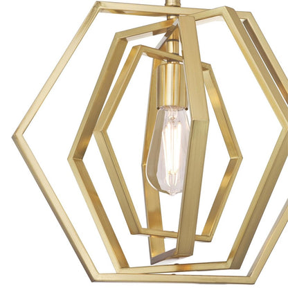 Westinghouse Holly 15in 1-Light Pendant | Champagne Brass Geometric | Kitchen Island & Dining Room | 15 x 15 x 15 in | Model 6369700