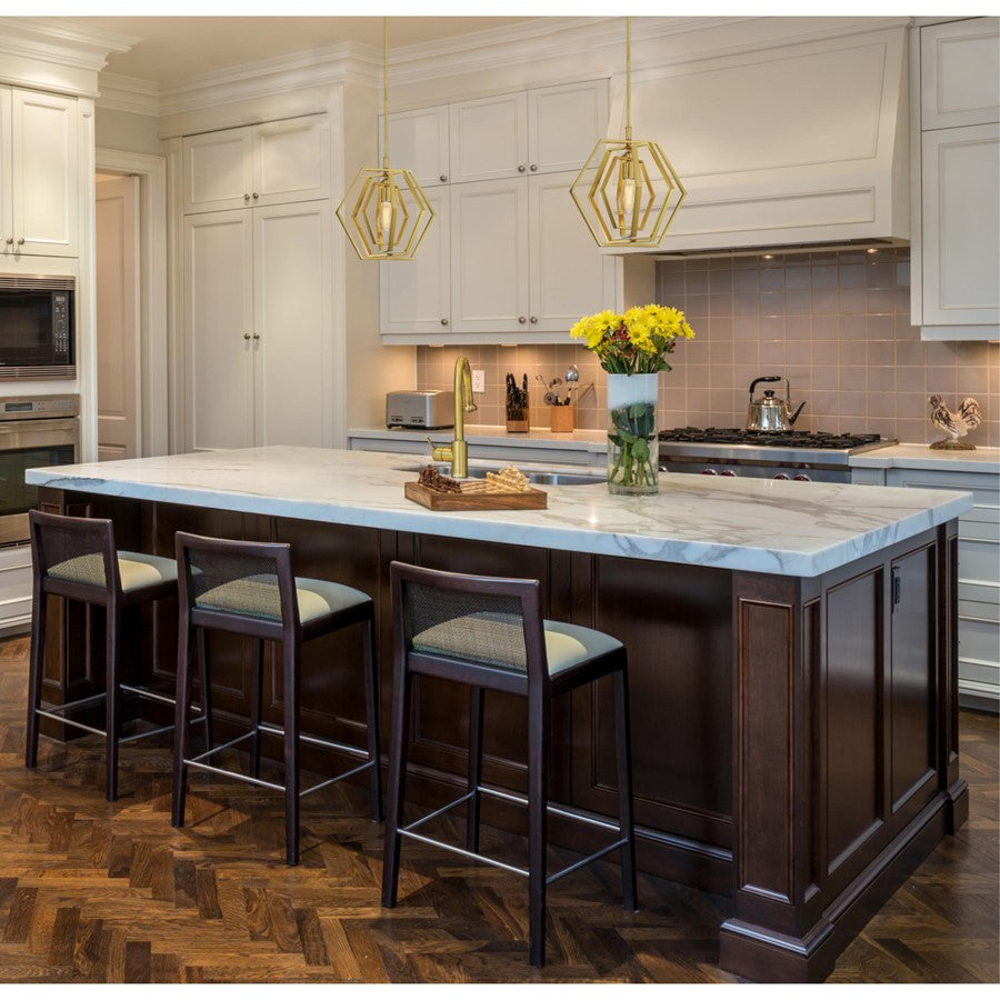 Westinghouse Holly 15in 1-Light Pendant | Champagne Brass Geometric | Kitchen Island & Dining Room | 15 x 15 x 15 in | Model 6369700