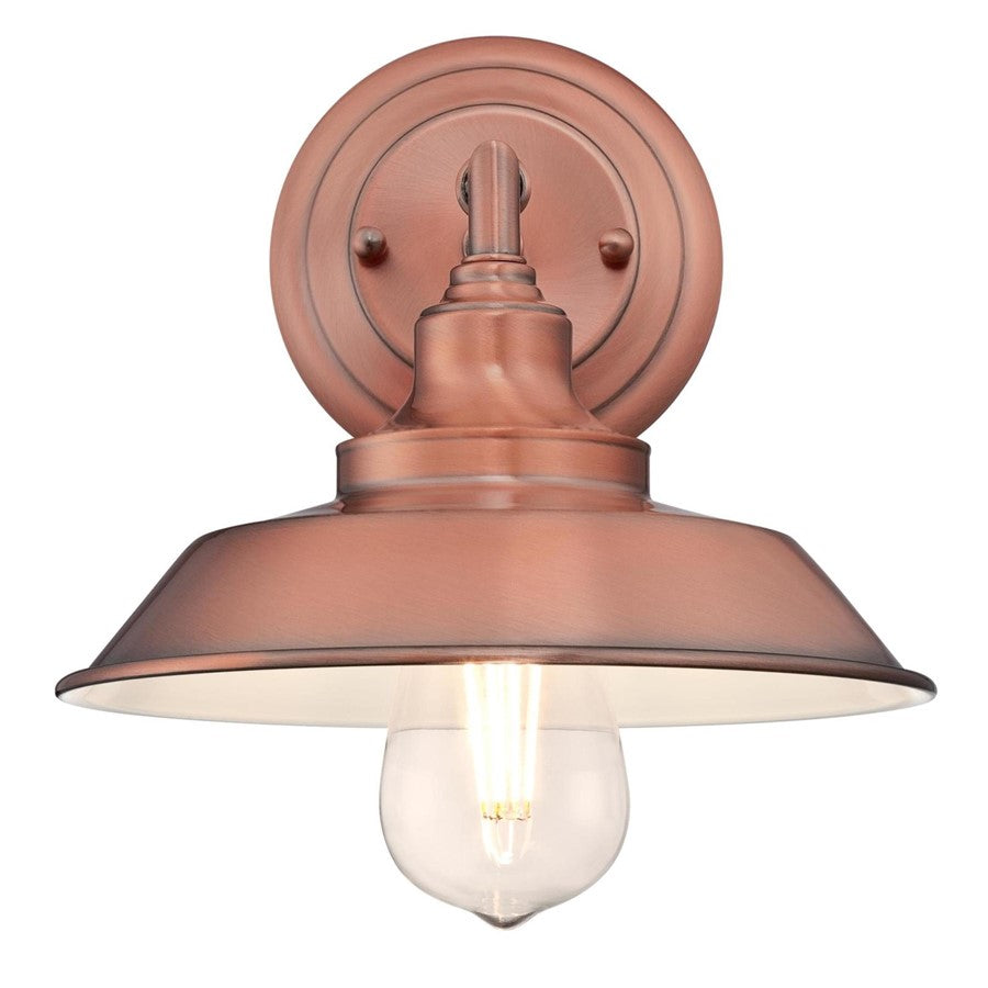 Westinghouse Iron Hill 8in 1-Light Wall Sconce | Vintage Washed Copper and Metal Shade | Bathroom & Dining Room | 8.75 x 9.75 x 8 in | Model 6370400