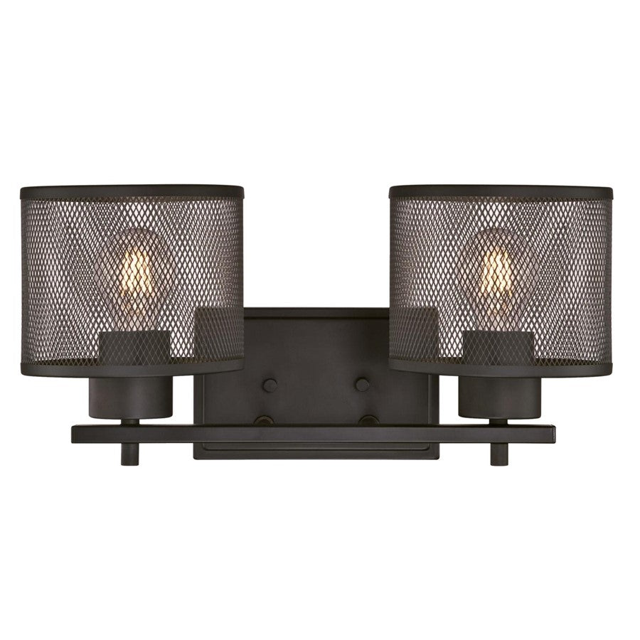 Westinghouse Morrison 16in 2-Light Wall Sconce | Contemporary Oil Rubbed Bronze and Mesh Shades | Bathroom & Dining Room | Model 6370900