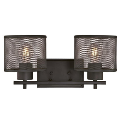 Westinghouse Morrison 16in 2-Light Wall Sconce | Contemporary Oil Rubbed Bronze and Mesh Shades | Bathroom & Dining Room | Model 6370900